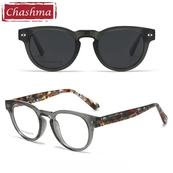 Chashma Ochki Women's Full Rim Square Tr 90 Acetate Eyeglasses Clip On Sunglasses 938732