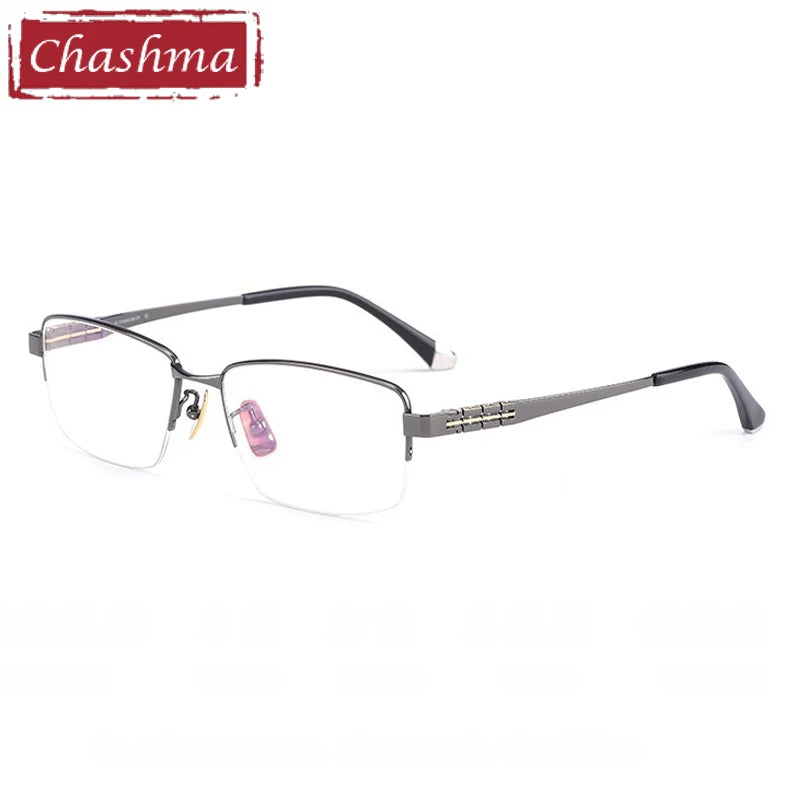 Chashma Ochki Unisex Semi Rim Square Titanium Eyeglasses 880038