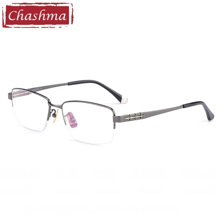 Chashma Ochki Unisex Semi Rim Square Titanium Eyeglasses 880038