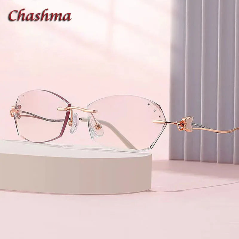 Chashma Ochki Women's Rimless Oval Titanium Eyeglasses 0450 Rimless Chashma Ochki   