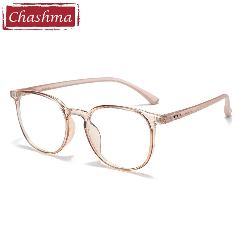 Chashma Unisex Full Rim Round Tr 90 Titanium Eyeglasses 81364 Full Rim Chashma Transparent Brown  