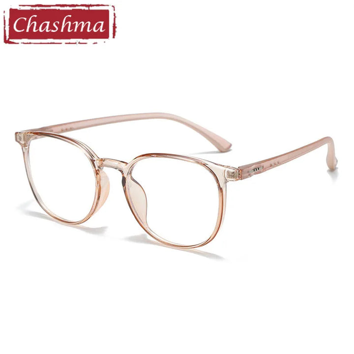 Chashma Unisex Full Rim Round Tr 90 Titanium Eyeglasses 81364 Full Rim Chashma Transparent Brown  