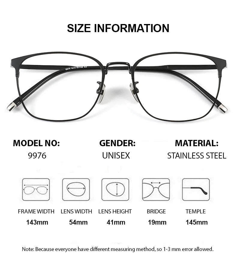 Chashma Unisex Full Rim Square Stainless Steel Eyeglasses 9976 Full Rim Chashma   