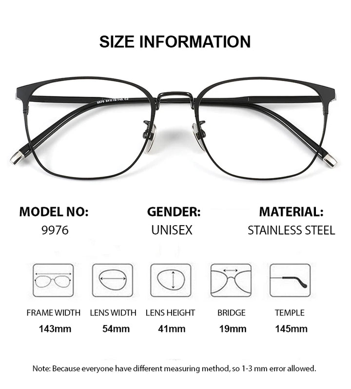 Chashma Unisex Full Rim Square Stainless Steel Eyeglasses 9976 Full Rim Chashma   