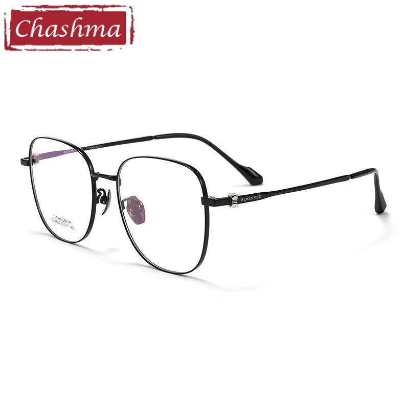 Chashma Unisex Full Rim Square Titanium Eyeglasses 6602 Full Rim Chashma Black  