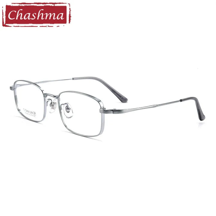 Chashma Unisex Full Rim Square Titanium Eyeglasses 15339 Full Rim Chashma Silver  