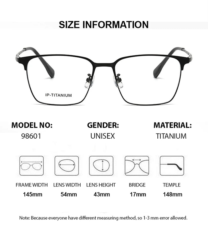 Chashma Ottica Unisex Full Rim Square Titanium Eyeglasses 98601 Full Rim Chashma Ottica