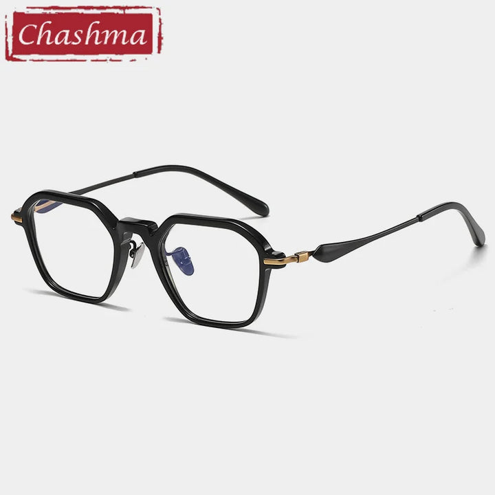 Chashma Unisex Full Rim Polygon Square Acetate Titanium Eyeglasses 36065