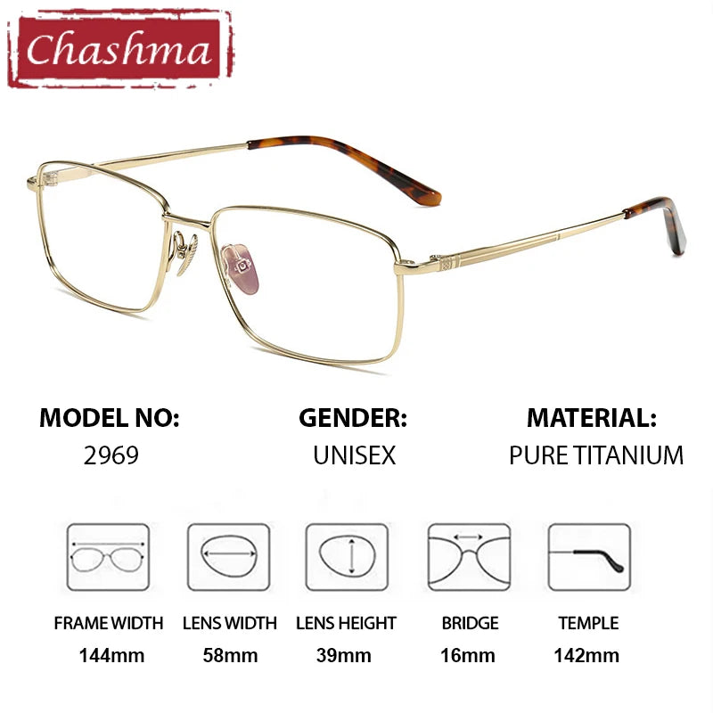 Chashma Ochki Men's Full Rim Polygon Square Titanium Eyeglasses 962969