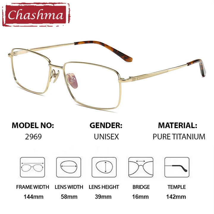Chashma Ochki Men's Full Rim Polygon Square Titanium Eyeglasses 962969