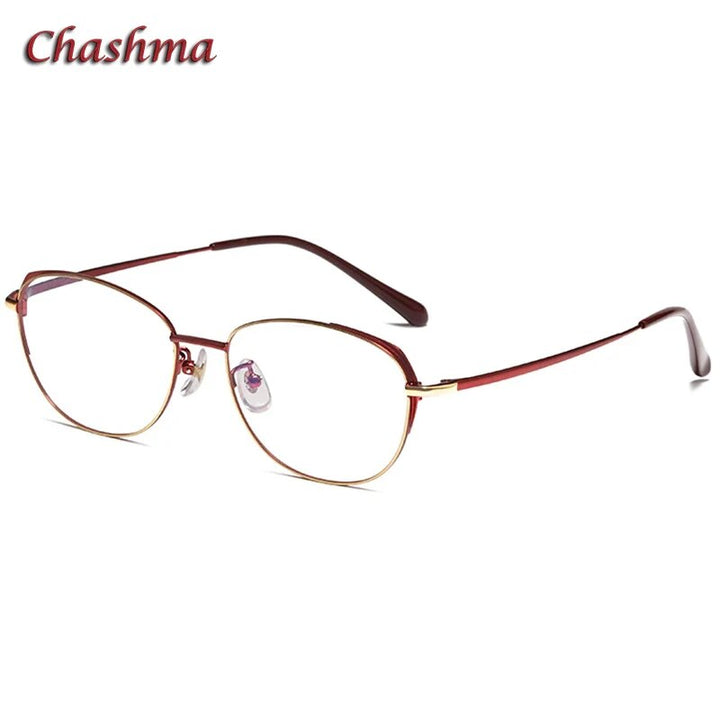 Chashmam Ochki Women's Full Rim Square Oval Titanium Eyeglasses Full Rim Chashma Ochki Red-Gold  