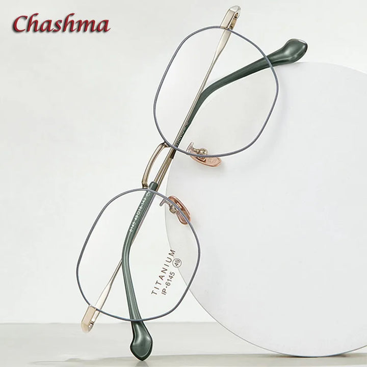 Chashma Ochki Unisex Full Rim Polygon Titanium Eyeglasses 6145 Full Rim Chashma Ochki   