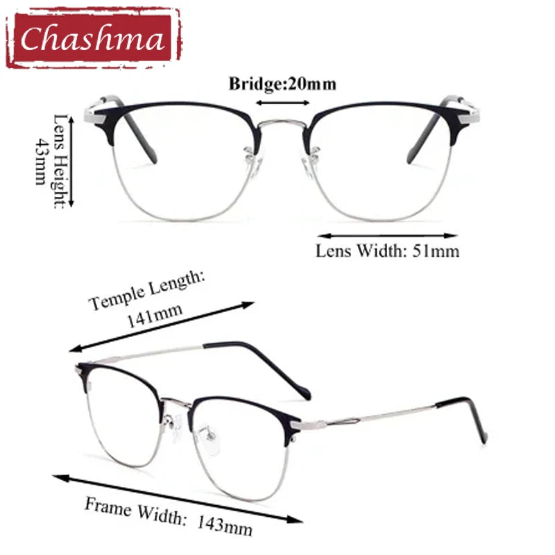 Chashma Ochki Unisex Full Rim Oval Square Alloy Eyeglasses 883389