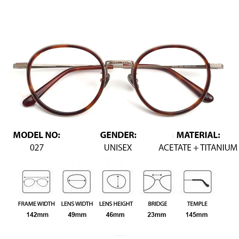 Chashma Unisex Full Rim Oval Round Acetate Titanium Eyeglasses 889027