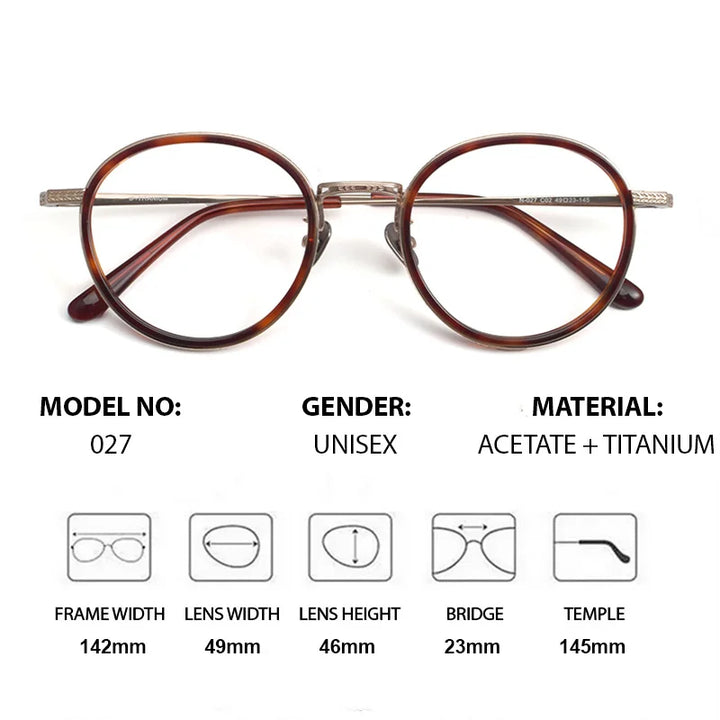 Chashma Unisex Full Rim Oval Round Acetate Titanium Eyeglasses 889027