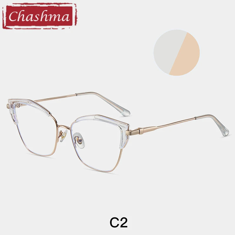 Chashma Women's Full Rim Square Cat Eye Tr 90 Alloy Eyeglasses 87325 Full Rim Chashma C2  