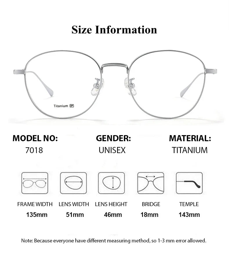 Chashma Unisex Full Rim Round Oval Titanium Eyeglasses 7018 Full Rim Chashma   