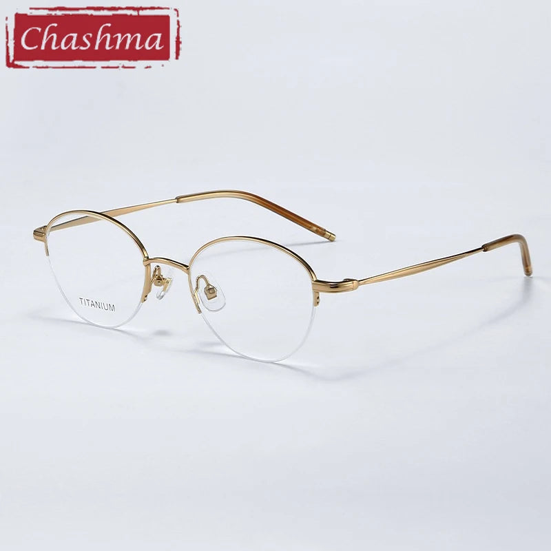 Chashma Ottica Women's Semi Rim Round Oval Titanium Eyeglasses 72948
