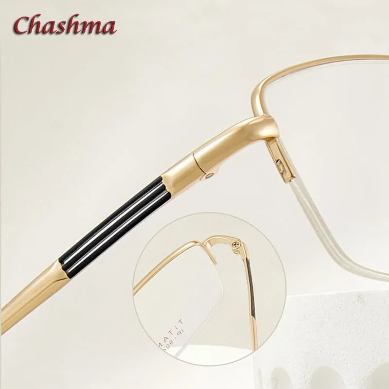 Chashma Ochki Unisex Semi Rim Square Titanium Eyeglasses 9049 Semi Rim Chashma Ochki   