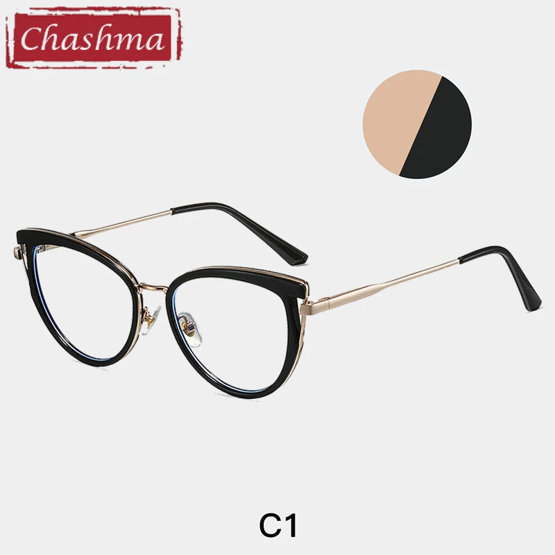 Chashma Women's Full Rim Cat Eye Tr 90 Titanium Eyeglasses 87316 Full Rim Chashma C1  