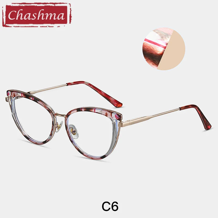 Chashma Women's Full Rim Cat Eye Tr 90 Titanium Eyeglasses 87316 Full Rim Chashma C6  