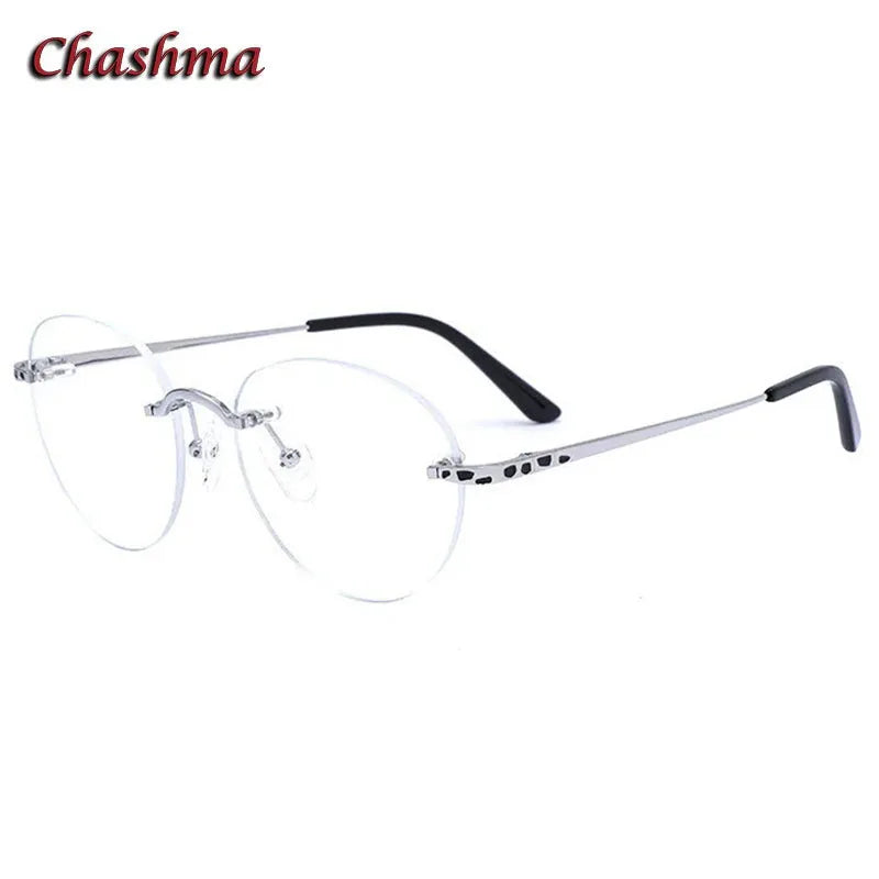 Chashma Ochki Unisex Rimless Round Titanium Eyeglasses 2290 Rimless Chashma Ochki Silver  