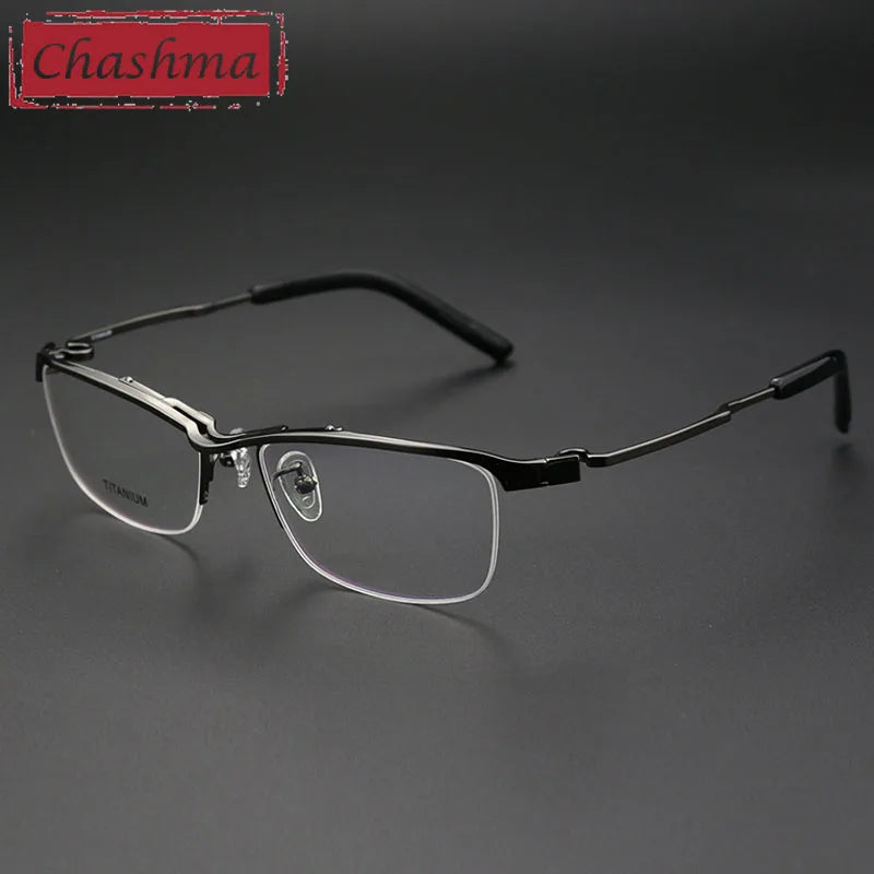 Chashma Unisex Semi Rim Brow Line Titanium Eyeglasses 190812 Semi Rim Chashma Gray  