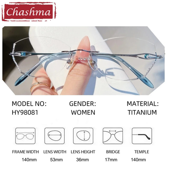 Chashma Women's Rimless Oval Butterfly Titanium Eyeglasses 698081
