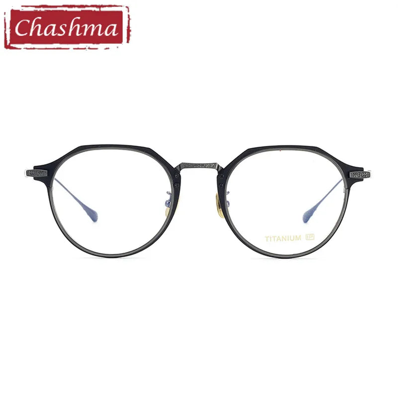 Chashma Unisex Full Rim Flat Top Round Titanium Acetate Eyeglasses 061 Full Rim Chashma   