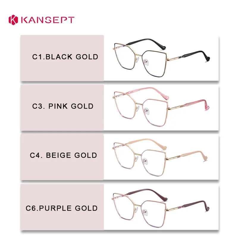 Kansept Women's Full Rim Square Cat Eye Alloy Reading Glasses 24108