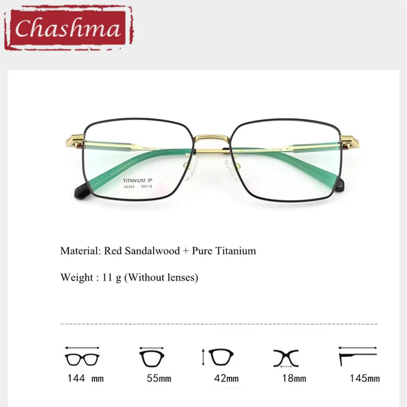 Chashma Unisex Full Rim Square Titanium Sandalwood Eyeglasses 882304