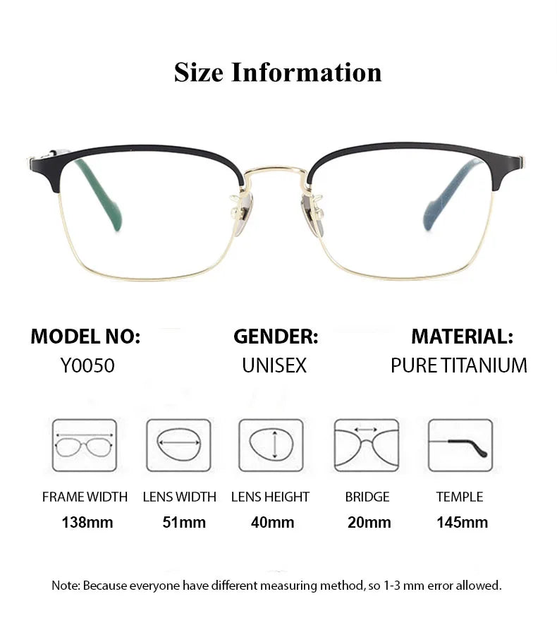 Chashma Unisex Full Rim Square Acetate Titanium Eyeglasses 250050 Full Rim Chashma   