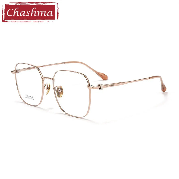 Chashma Unisex Full Rim Square Titanium Eyeglasses 61038 Full Rim Chashma Rose Gold  