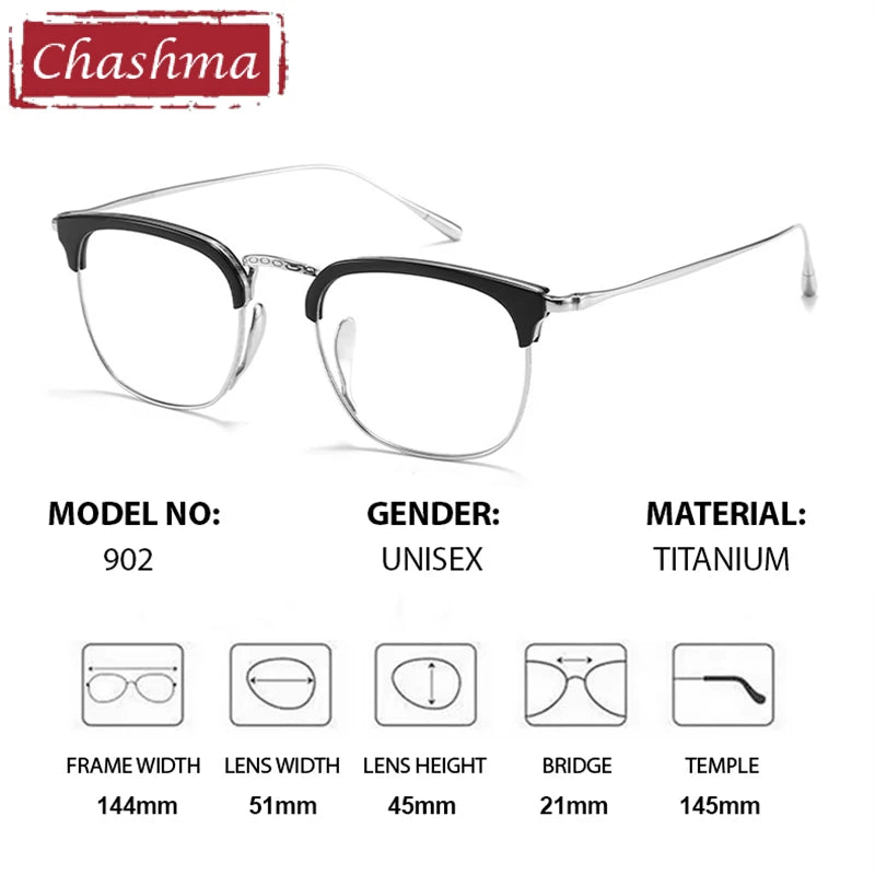 Chashma Ottica Men's Full Rim Square Titanium Acetate Eyeglasses 35902