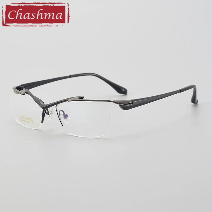 Chashma Men's Semi Rim Square Brow Line Titanium Eyeglasses 586158
