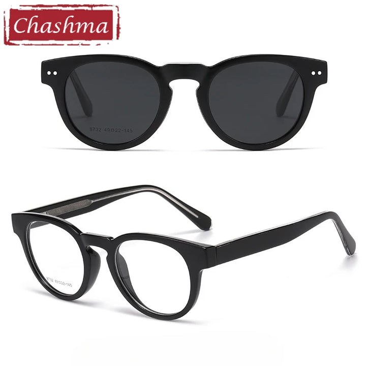 Chashma Ochki Women's Full Rim Square Tr 90 Acetate Eyeglasses Clip On Sunglasses 938732