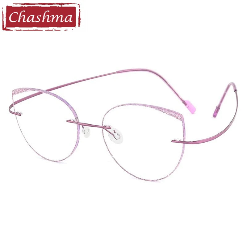Chashma Women's Rimless Round Cat Eye Titanium Eyeglasses 431814