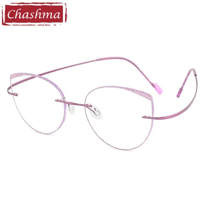 Chashma Women's Rimless Round Cat Eye Titanium Eyeglasses 431814