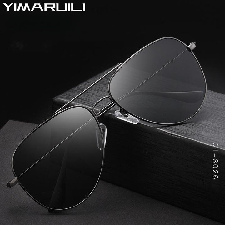 Yimaruili Men's Full Rim Square Double Bridge Alloy Polarized Sunglasses 01-3026 Sunglasses Yimaruili Sunglasses   