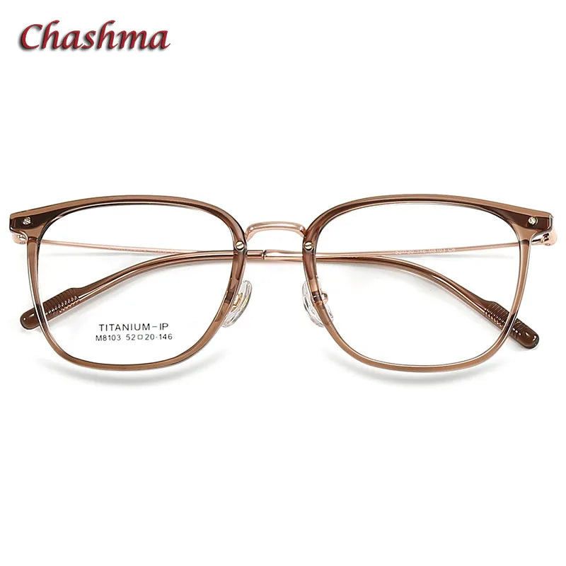 Chashma Ochki Women's Full Rim Square Tr 90 Titanium Eyeglasses 8103 Full Rim Chashma Ochki Trans Coffee Gold-C6  