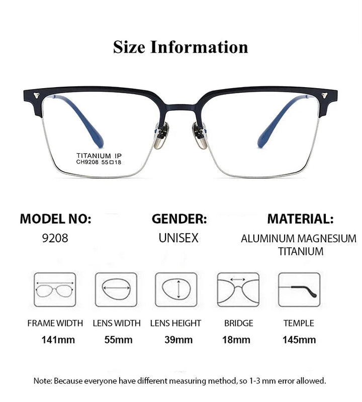 Chashma Unisex Full Rim Square Al Mg Titanium Eyeglasses 92084