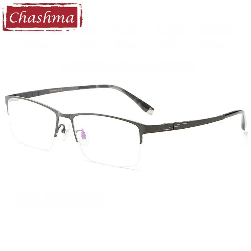 Chashma Ochki Men's Semi Rim Big Square Titanium Eyeglasses 880186.