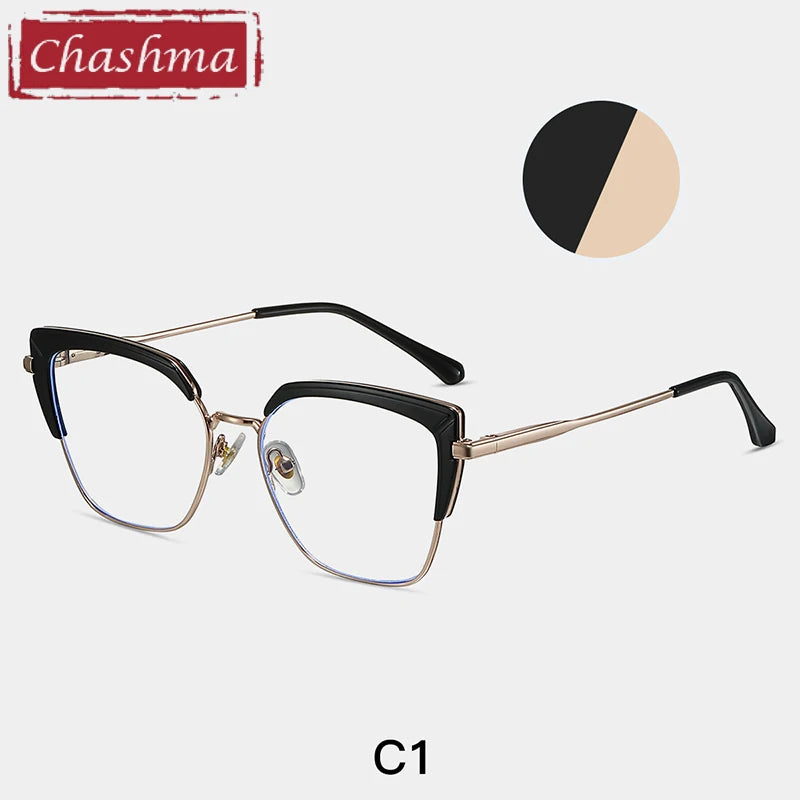 Chashma Women's Full Rim Cat Eye Tr 90 Titanium Eyeglasses 87318 Full Rim Chashma C1  