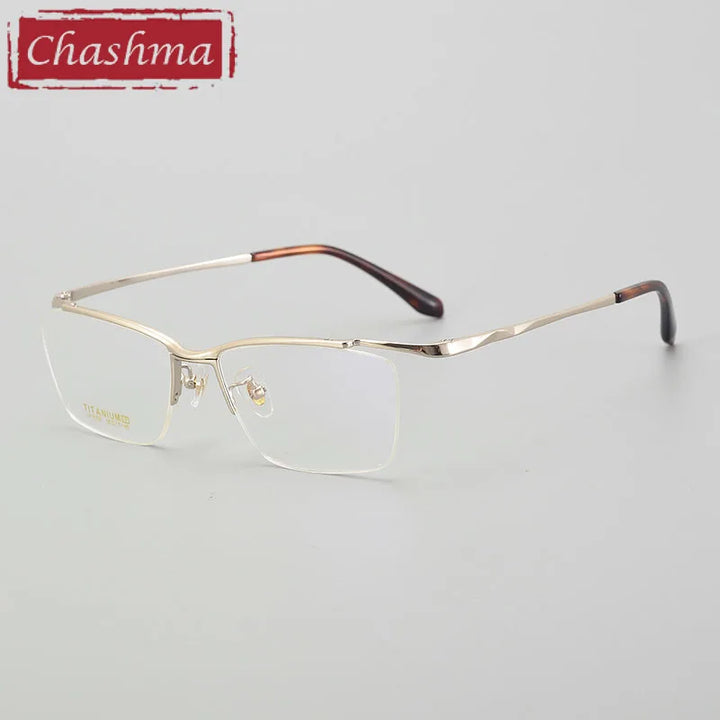 Chashma Unisex Semi Rim Brow Line Titanium Eyeglasses  6106 Semi Rim Chashma Matte Black  