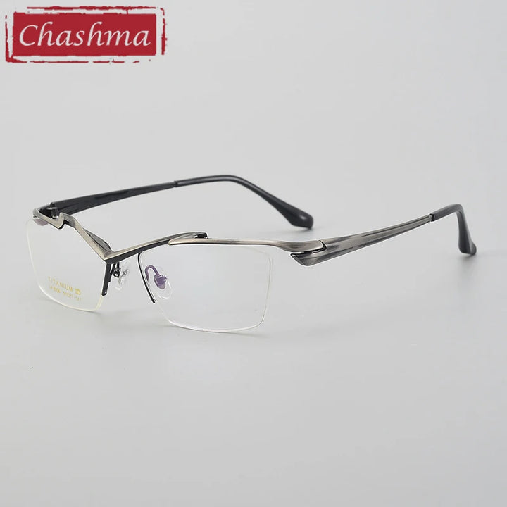 Chashma Men's Semi Rim Square Brow Line Titanium Eyeglasses 586158