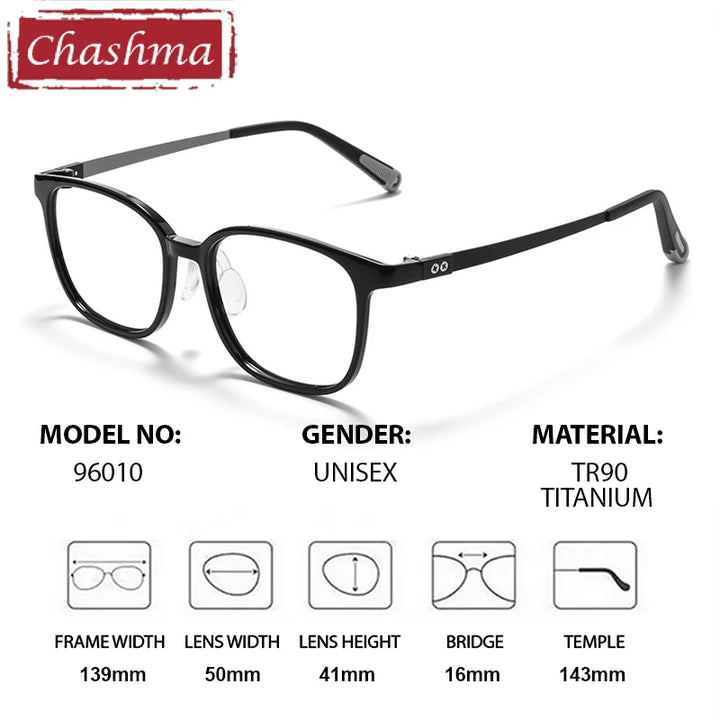 Chashma Ochki Unisex Full Rim Square Tr 90 Titanium Tr 90 Eyeglasses 396010