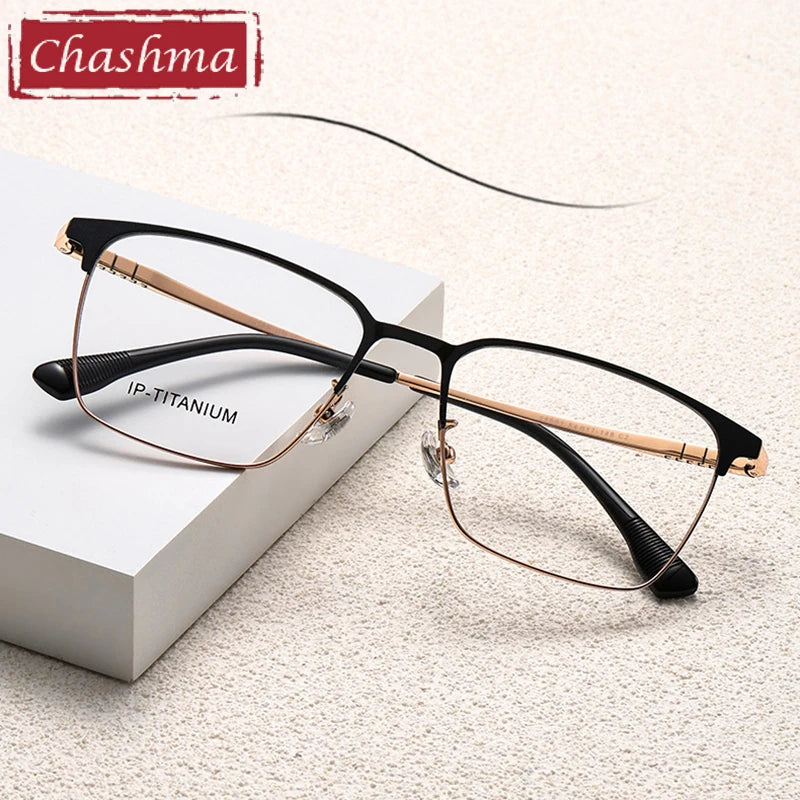 Chashma Men's Full Rim Square Titanium Eyeglasses 98601 Full Rim Chashma   