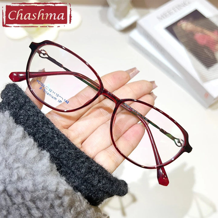 Chashma Ottica Women's Full Rim Oval Tr 90 Titantium Eyeglasses 37123