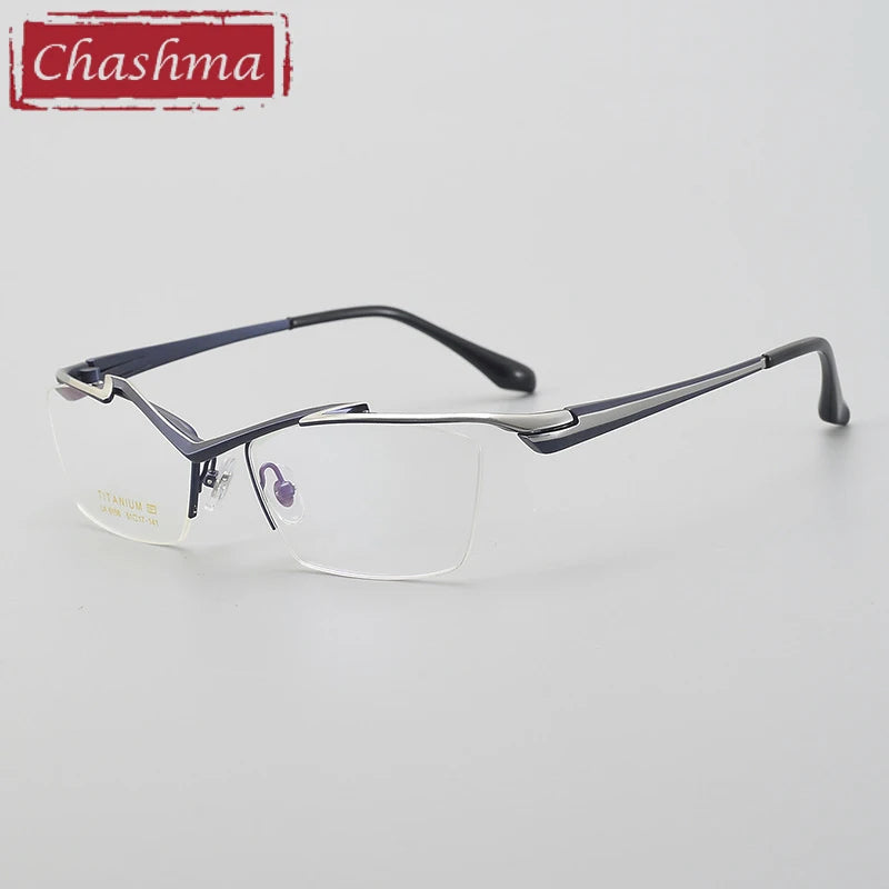 Chashma Men's Semi Rim Square Brow Line Titanium Eyeglasses 586158