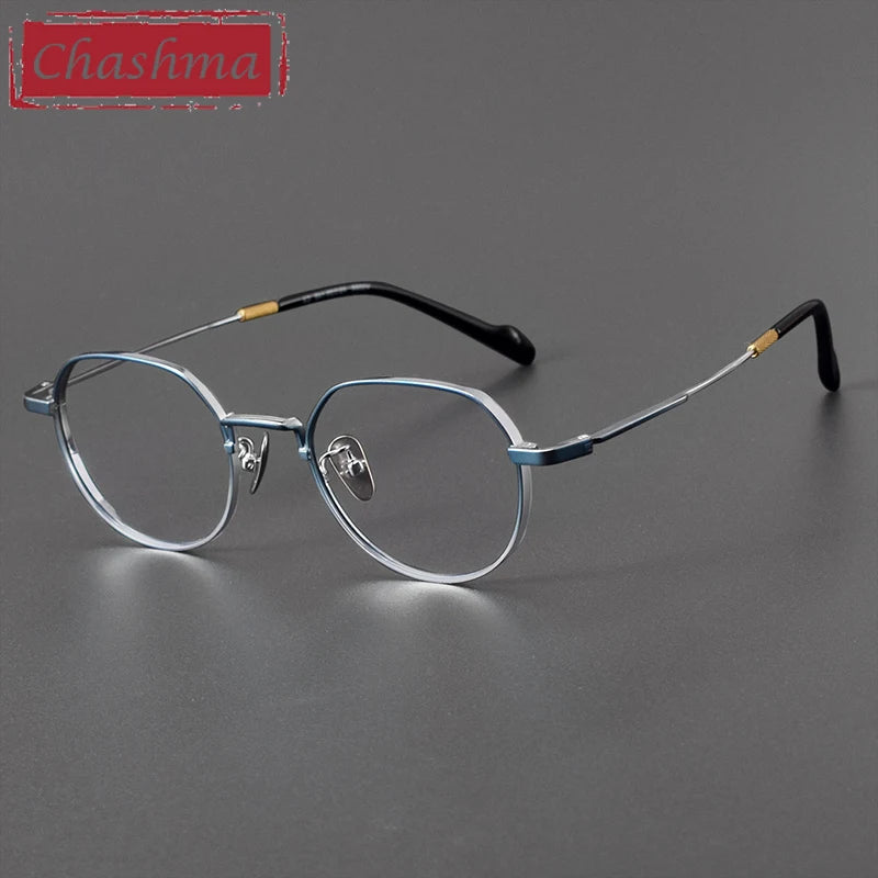 Chashma Ottica Unisex Full Rim Polygon Round Titanium Eyeglasses 20066